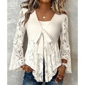 Elegant Cream Lace Women’s Top